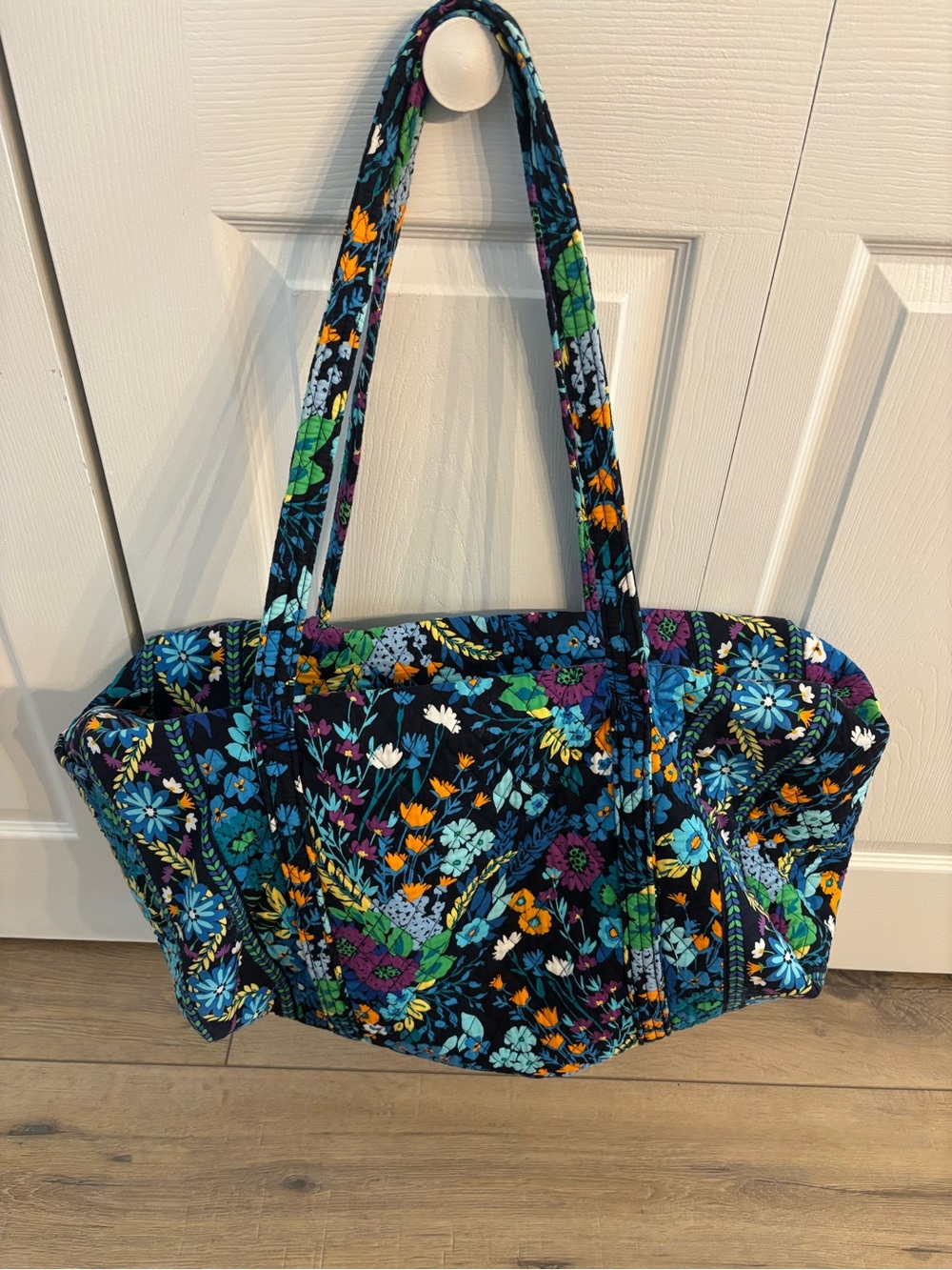 Vera Bradley- Midnight Blues Quilted Floral Large Duffle Bag-Retired Pattern